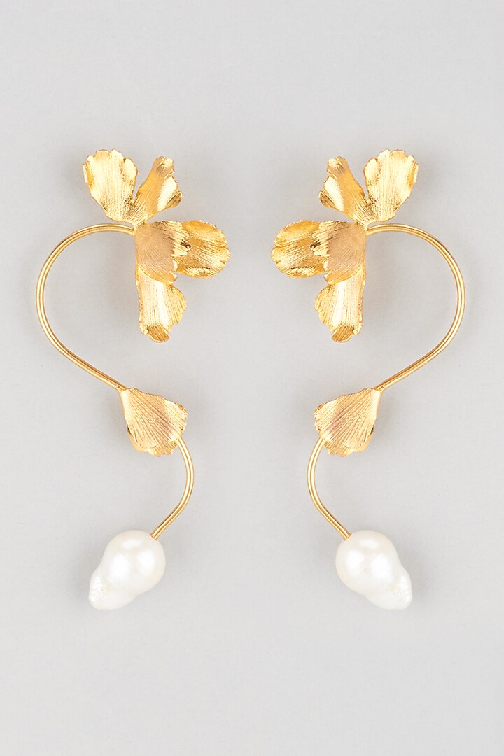 Gold Plated Dangler Earrings by La Maison Unfold