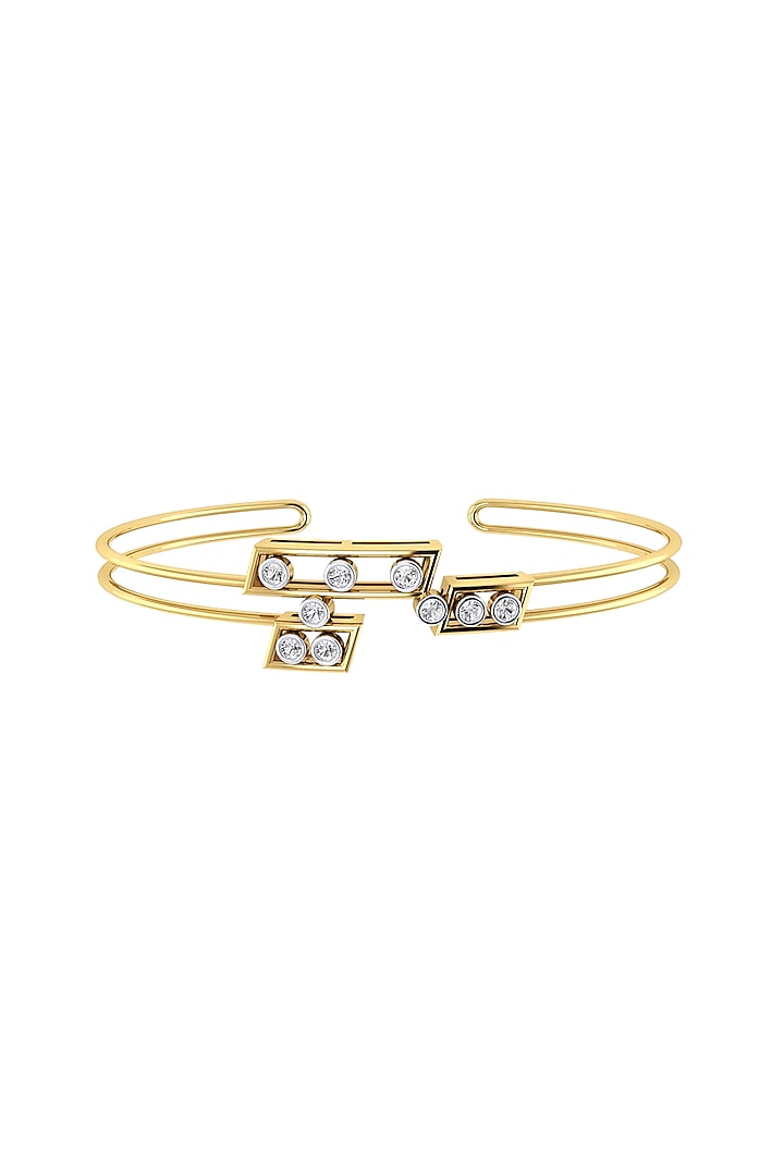 Two-Tone Finish Round-Shaped Diamond Openable Bracelet by La marque M at Pernia's Pop Up Shop