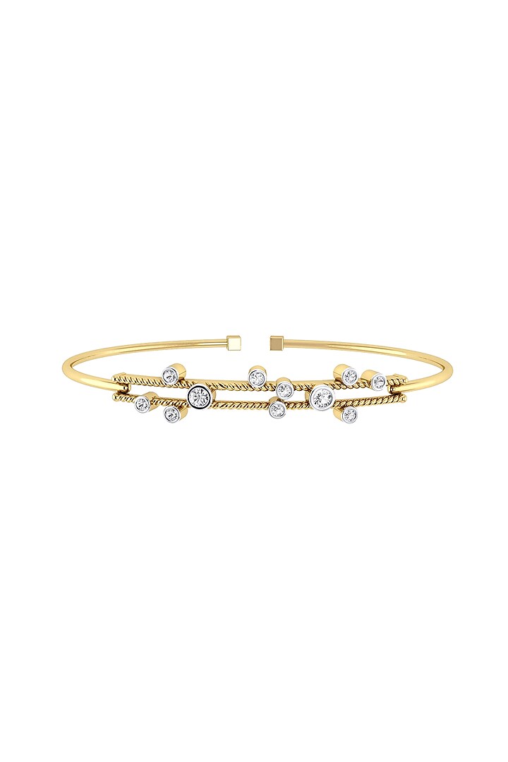 Two-Tone Finish Round-Shaped Diamond Openable Bracelet by La marque M at Pernia's Pop Up Shop