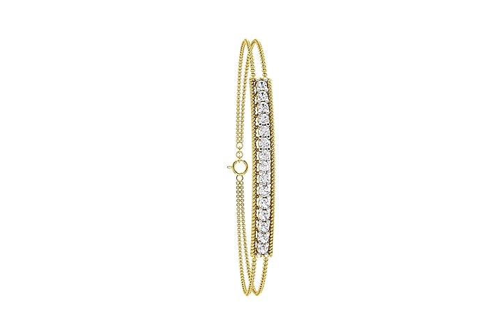 Two-Tone Finish Round-Shaped Diamond Openable Wrap Bracelet by La marque M at Pernia's Pop Up Shop