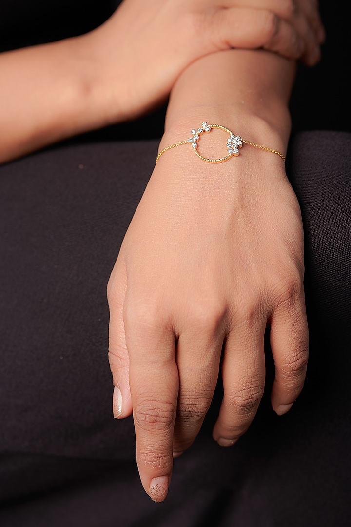 Two-Tone Finish Round-Shaped Diamond Openable Bracelet by La marque M at Pernia's Pop Up Shop