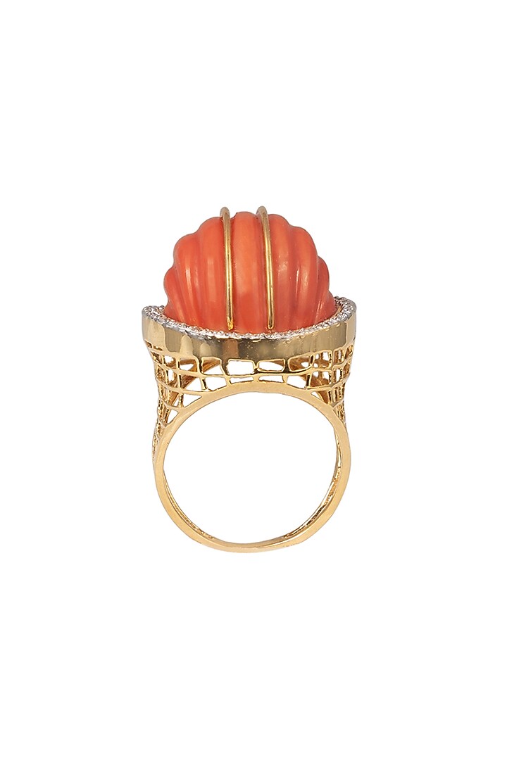 14kt Two-Tone Finish Coral Diamond Ring by La marque M at Pernia's Pop Up Shop
