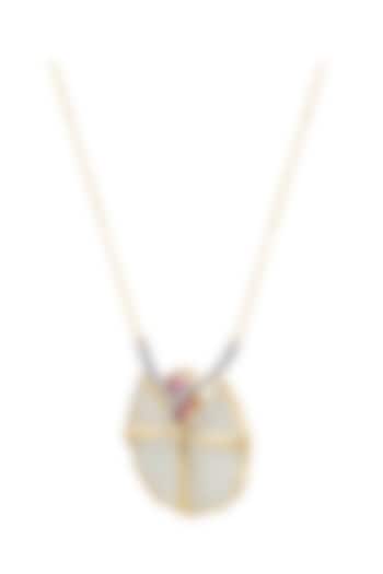 14kt Two-Tone Finish Diamond White Pendant Necklace by La marque M