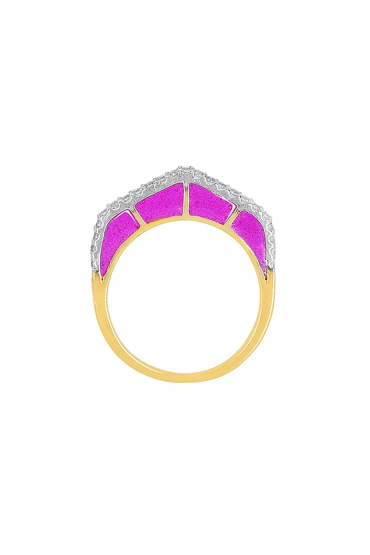 14kt Two-Tone Finish Purple Diamond Ring by La marque M