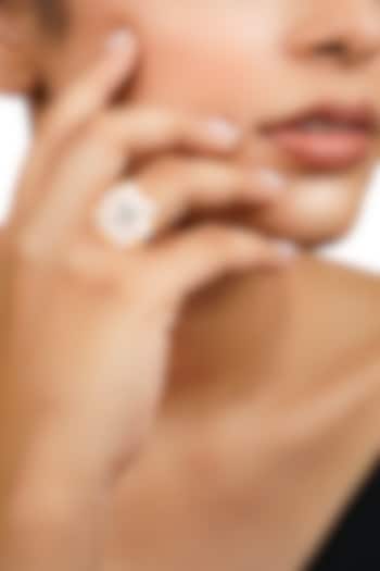 14kt Two-Tone Finish Rose Quartz & Diamond Ring by La marque M