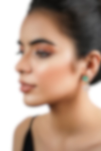 14kt Two-Tone Finish Rose Quartz Drop Diamond Earrings by La marque M