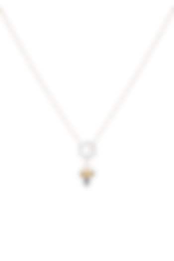 Two-Tone Finish Diamond Pendant Necklace by La marque M
