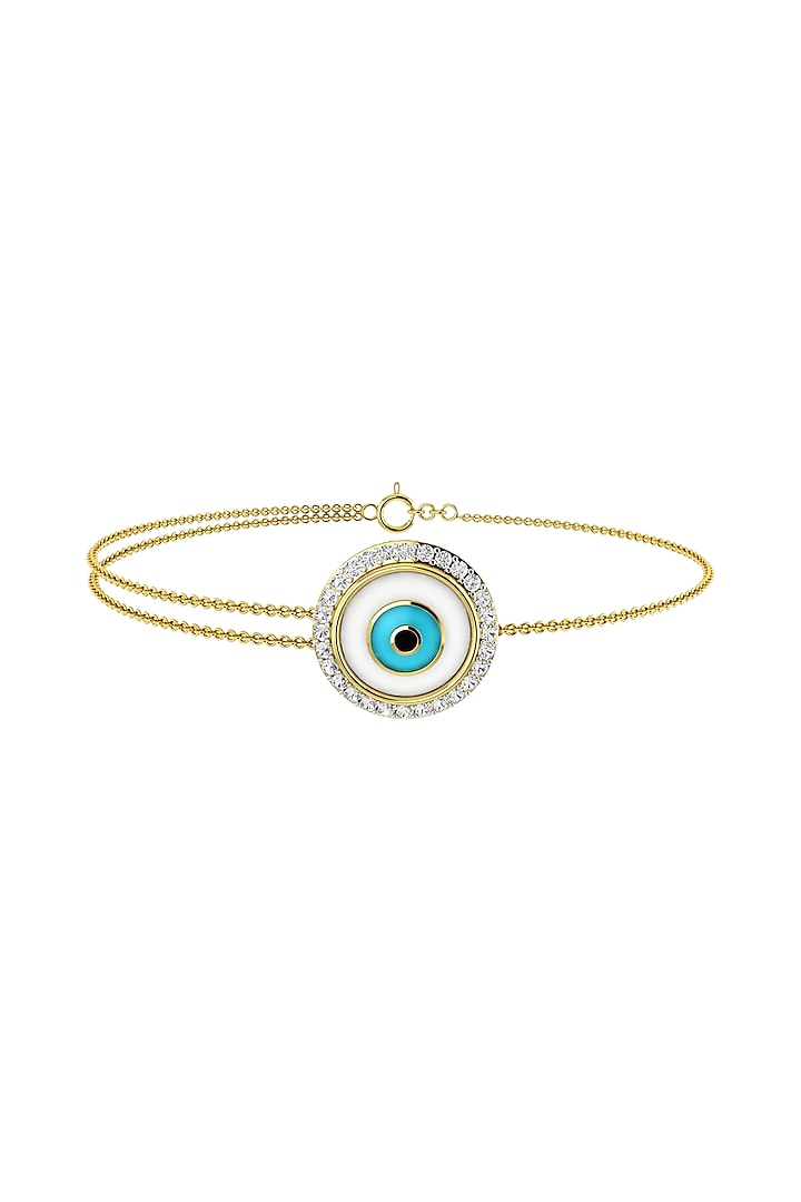 Two-Tone Finish Diamond Evil Eye Bracelet by La marque M
