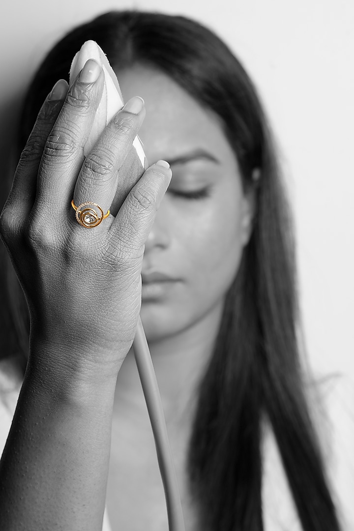 14kt Two-Tone Finish Circling Polki Diamond Ring by La marque M at Pernia's Pop Up Shop