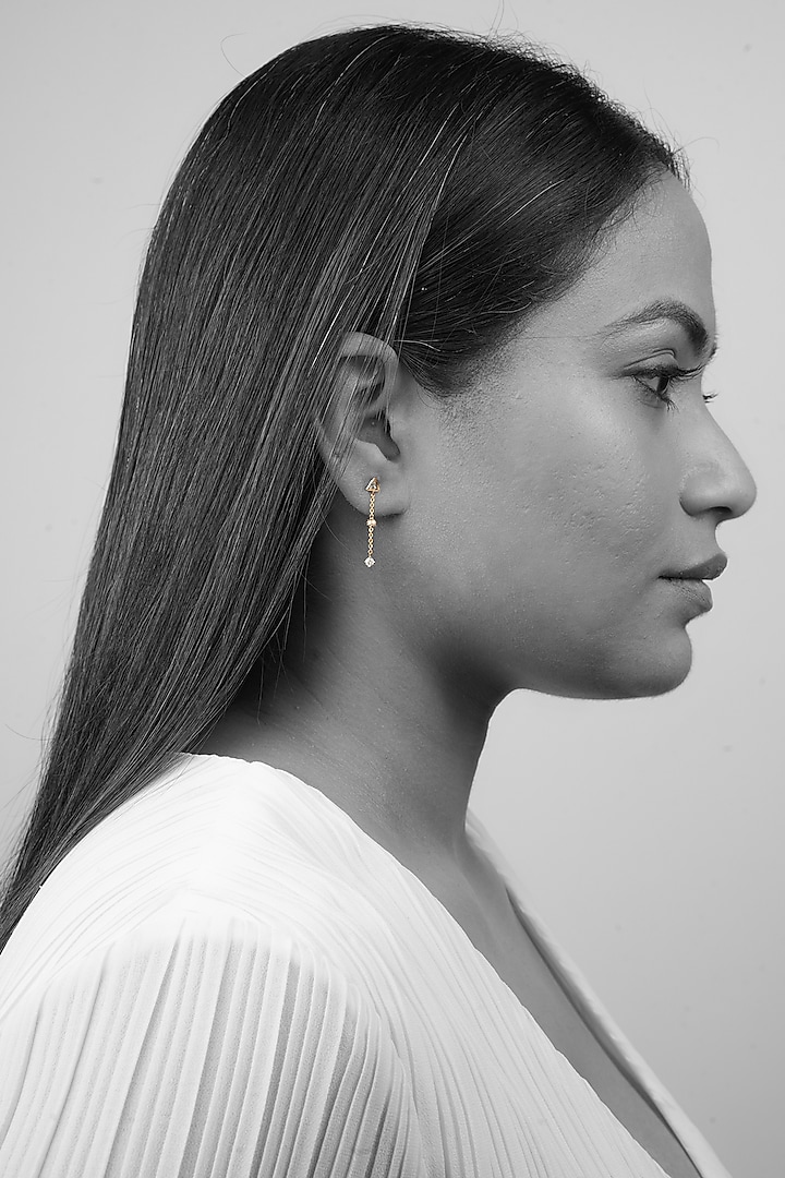 14kt Two-Tone Finish Polki Diamond Chain Dangler Earrings by La marque M at Pernia's Pop Up Shop