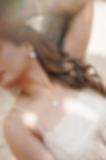 14kt Two-Tone Finish Pearl & Diamond Stud Earrings by La marque M at Pernia's Pop Up Shop