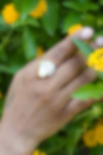 14kt Two-Tone Finish Diamond & Pearl Ring by La marque M at Pernia's Pop Up Shop