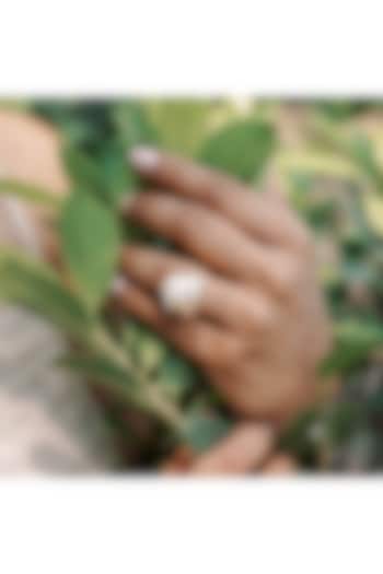 14kt Two-Tone Finish Diamond & Pearl Ring by La marque M at Pernia's Pop Up Shop