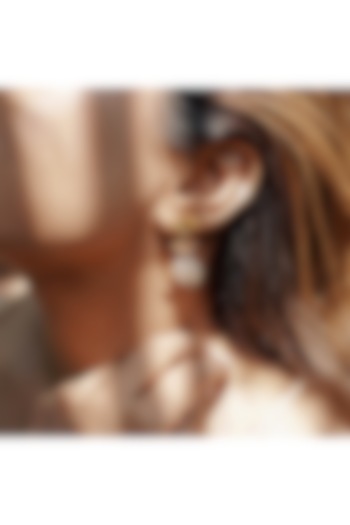 14kt Two-Tone Finish Pearl & Diamond Dangler Earrings by La marque M at Pernia's Pop Up Shop