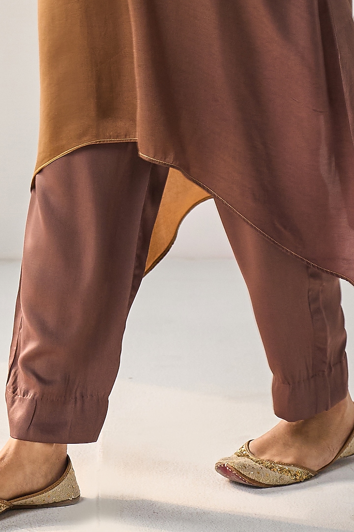 Gold Modal Satin Sequins Embellished Ombre Dyed Kaftan Set by Label Mansi Nagdev at Pernia's Pop Up Shop