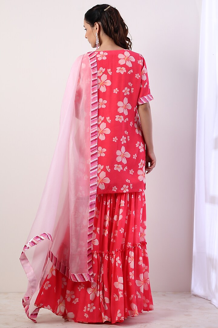 Hot Pink Sequins Embroidered Party Wear Sharara Set by Label Nitika at Pernia's Pop Up Shop