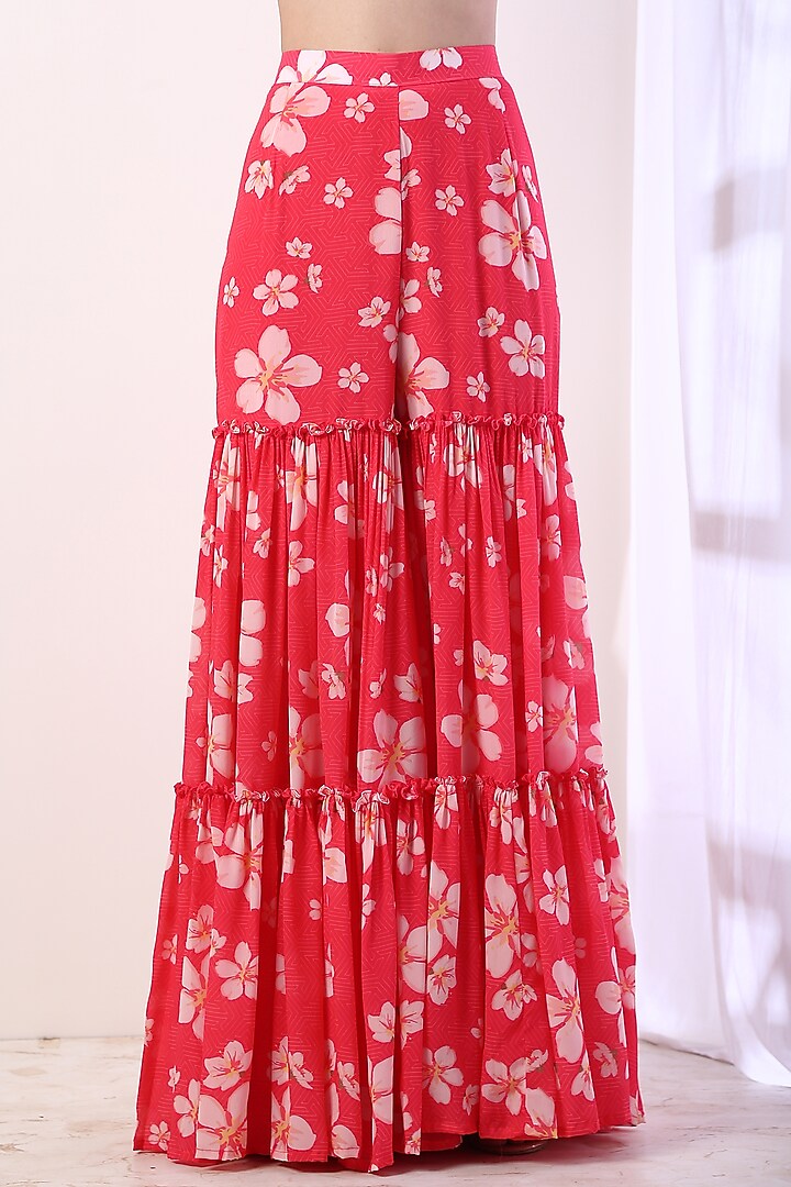 Hot Pink Sequins Embroidered Party Wear Sharara Set by Label Nitika at Pernia's Pop Up Shop