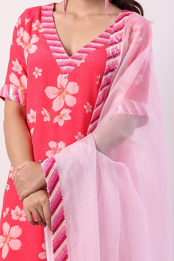 Hot Pink Sequins Embroidered Party Wear Sharara Set by Label Nitika at Pernia's Pop Up Shop