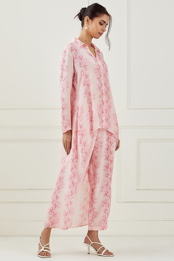 Baby Pink Printed Pant Set by Label Nitika at Pernia's Pop Up Shop