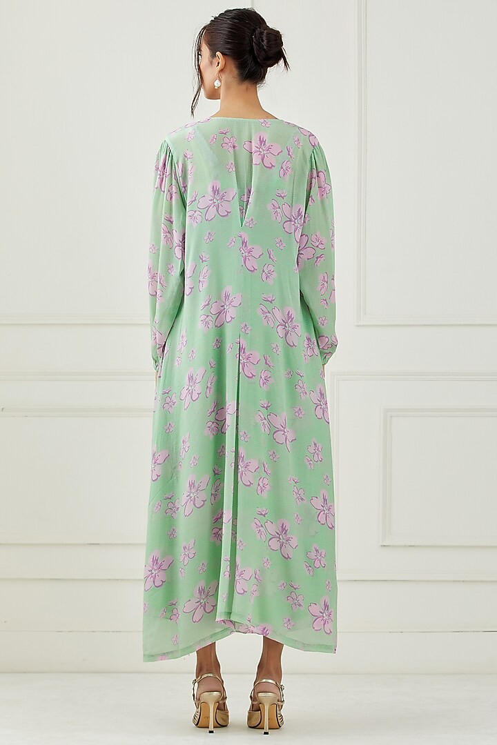 Mint Green Printed Jacket Vacation Dress by Label Nitika at Pernia's Pop Up Shop