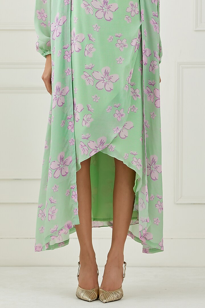 Mint Green Printed Jacket Vacation Dress by Label Nitika at Pernia's Pop Up Shop