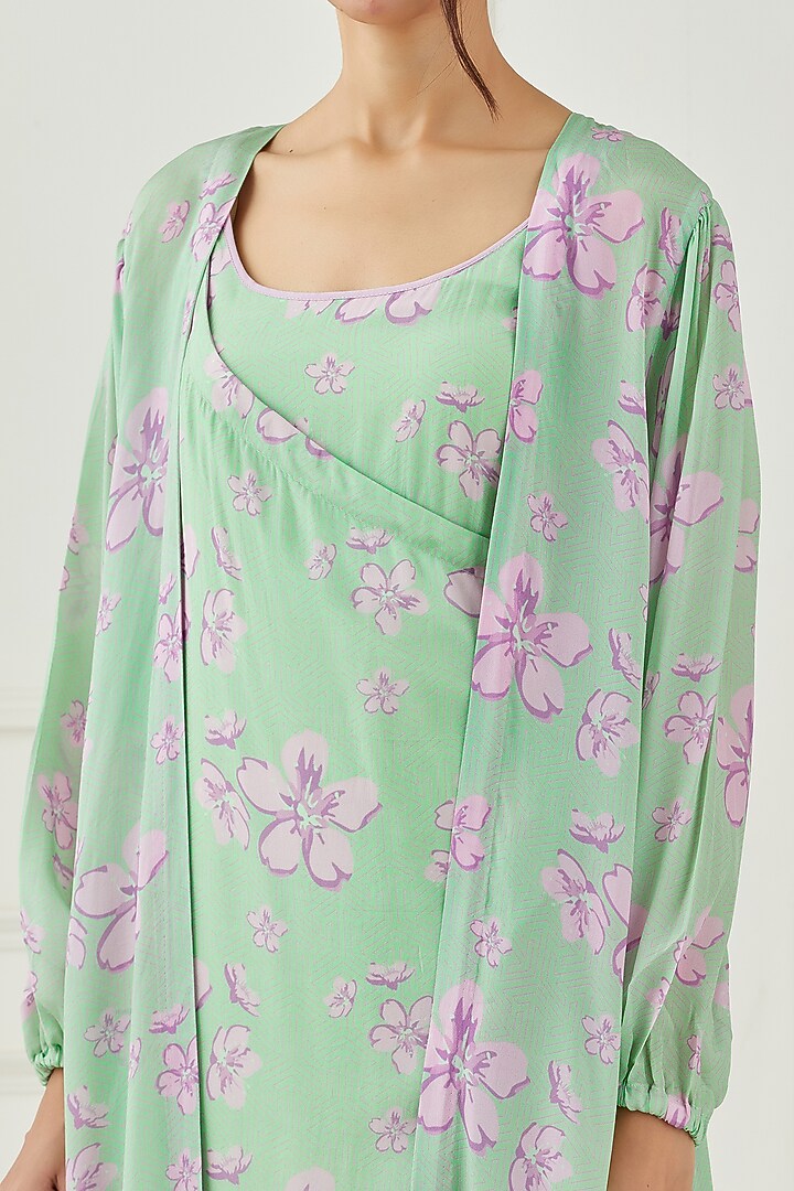 Mint Green Printed Jacket Vacation Dress by Label Nitika at Pernia's Pop Up Shop