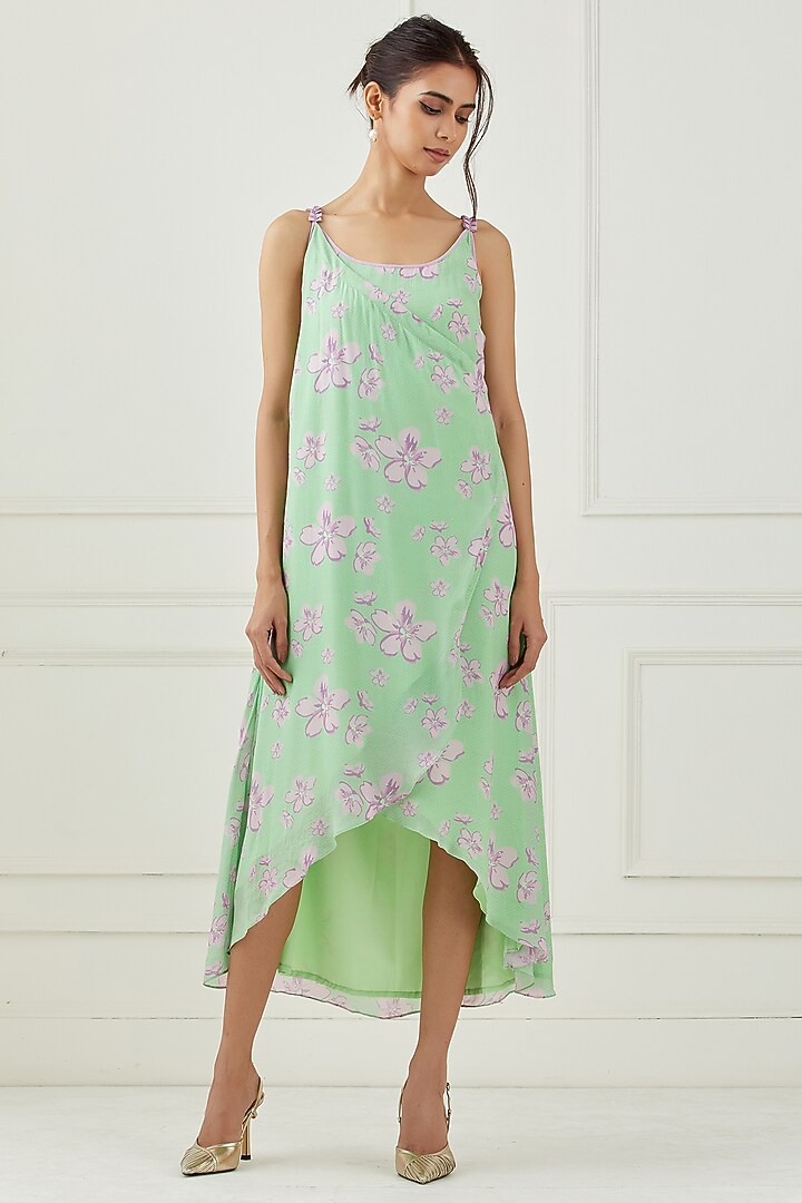 Mint Green Printed Jacket Vacation Dress by Label Nitika at Pernia's Pop Up Shop