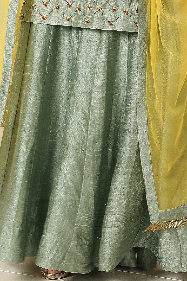 Sage Green Raw Silk Party Wear Sharara Set by Label Nitika at Pernia's Pop Up Shop