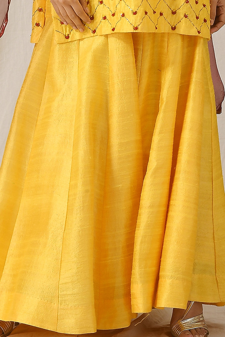 Sunshine Yellow Raw Silk Party Wear Sharara Set by Label Nitika at Pernia's Pop Up Shop