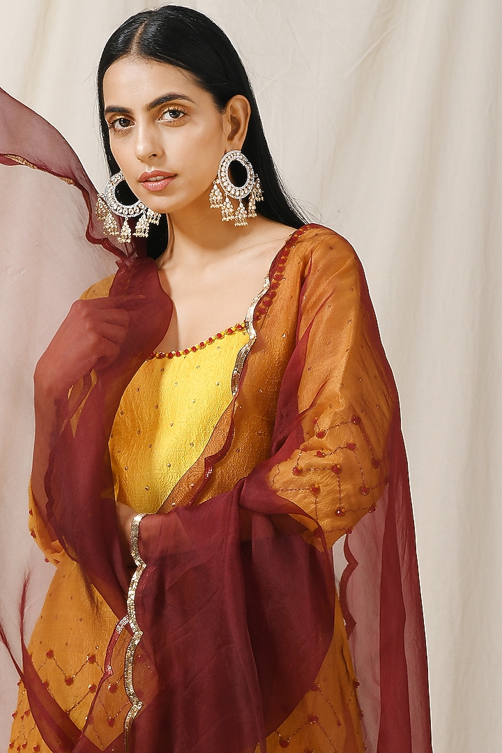 Sunshine Yellow Raw Silk Party Wear Sharara Set by Label Nitika at Pernia's Pop Up Shop
