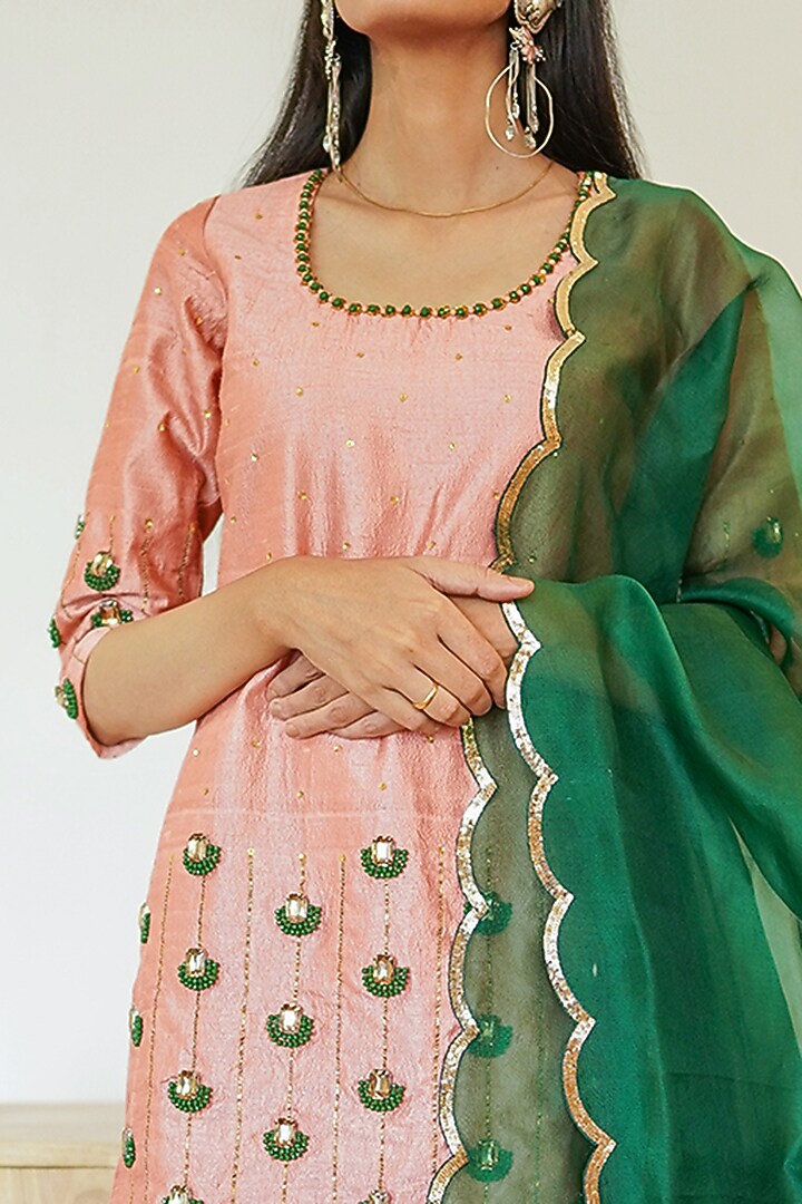 Onion Pink Raw Silk Party Wear Sharara Set by Label Nitika at Pernia's Pop Up Shop