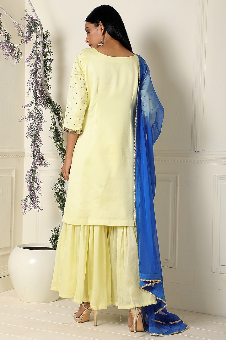 Lemon Yellow Chanderi Gharara Set by Label Nitika at Pernia's Pop Up Shop