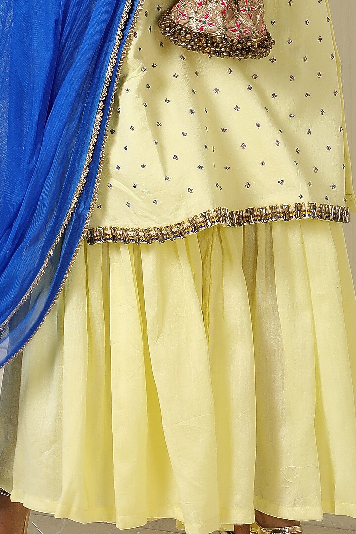 Lemon Yellow Chanderi Gharara Set by Label Nitika at Pernia's Pop Up Shop