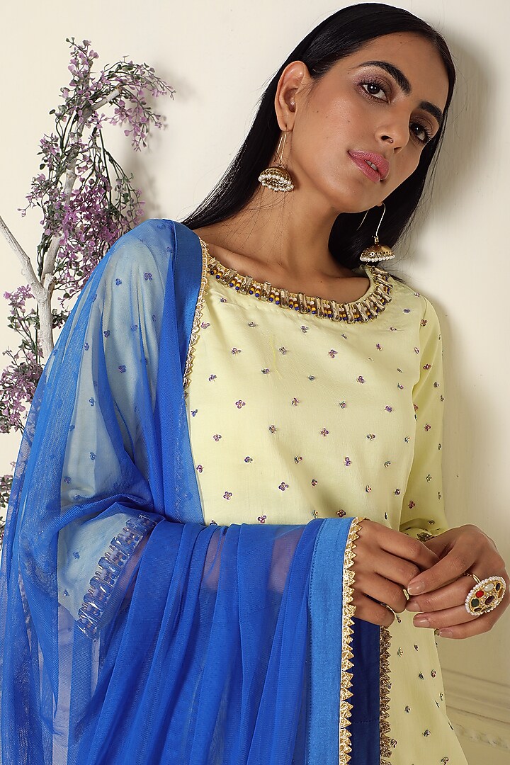 Lemon Yellow Chanderi Gharara Set by Label Nitika at Pernia's Pop Up Shop
