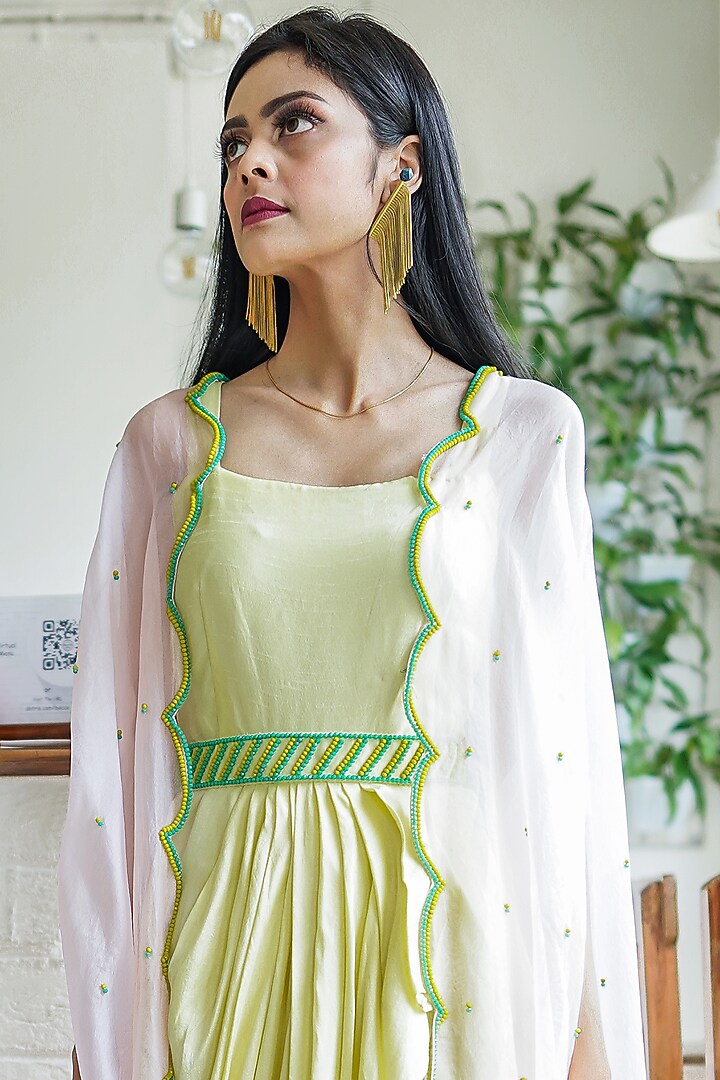 Baby Pink Embroidered Cape Set by Label Nitika at Pernia's Pop Up Shop