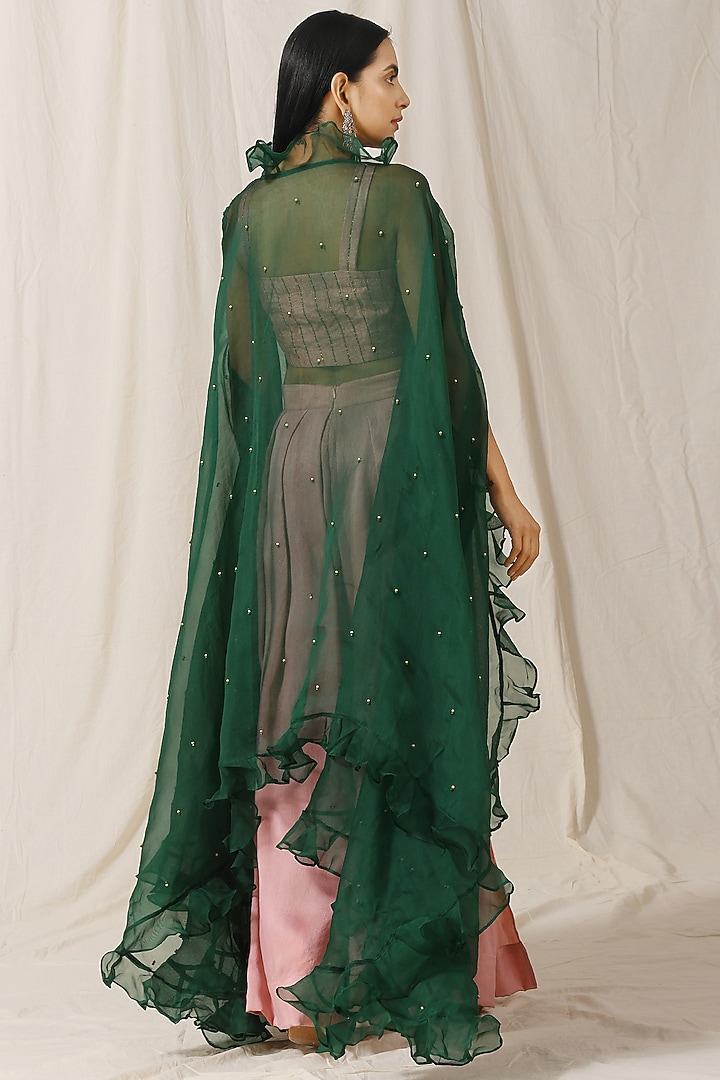 Onion Pink Bamberg Silk Palazzo Pant Set by Label Nitika at Pernia's Pop Up Shop