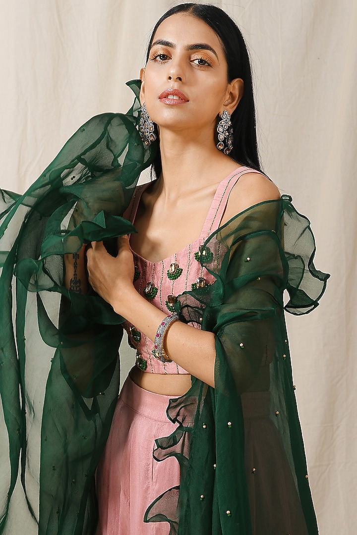 Onion Pink Bamberg Silk Palazzo Pant Set by Label Nitika at Pernia's Pop Up Shop