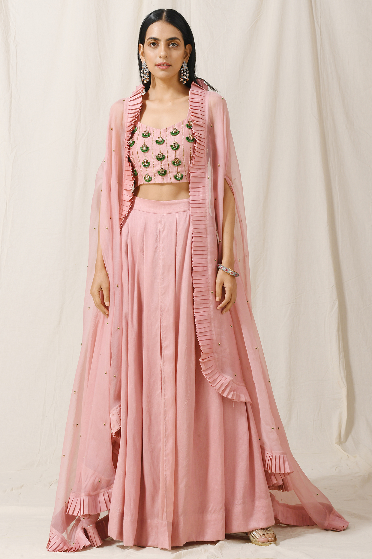 Onion Pink Embroidered Cape Set by Label Nitika at Pernia's Pop Up Shop