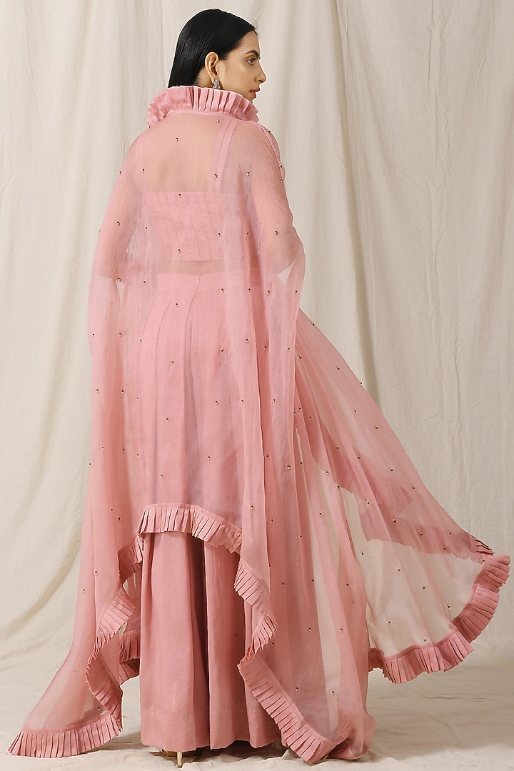 Onion Pink Embroidered Cape Set by Label Nitika at Pernia's Pop Up Shop