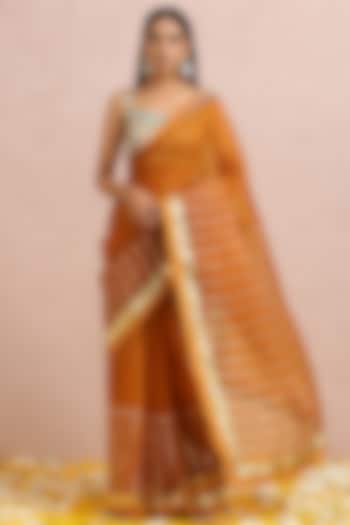 Rust Embellished Saree Set by Label Nitika