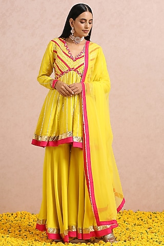 Lime Silk Sharara Set by Label Nitika