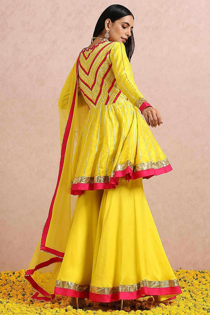 Lime Silk Party Wear Sharara Set by Label Nitika at Pernia's Pop Up Shop