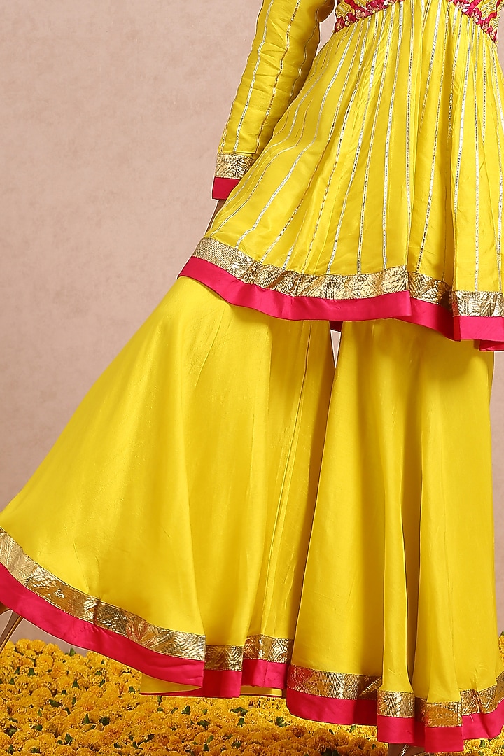 Lime Silk Party Wear Sharara Set by Label Nitika at Pernia's Pop Up Shop