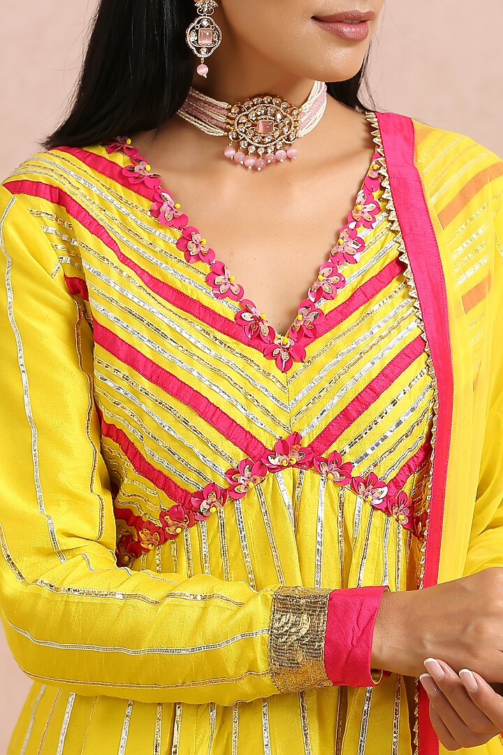 Lime Silk Party Wear Sharara Set by Label Nitika at Pernia's Pop Up Shop