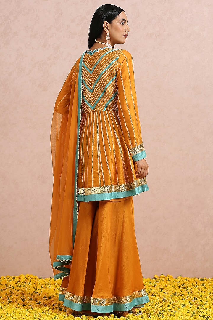 Rust Silk Party Wear Sharara Set by Label Nitika at Pernia's Pop Up Shop