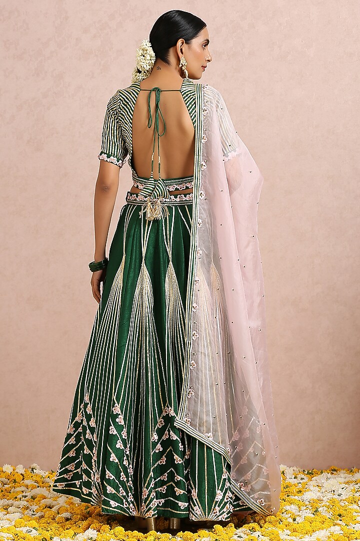 Emerald Green Hand Embroidered Wedding Lehenga Set by Label Nitika at Pernia's Pop Up Shop