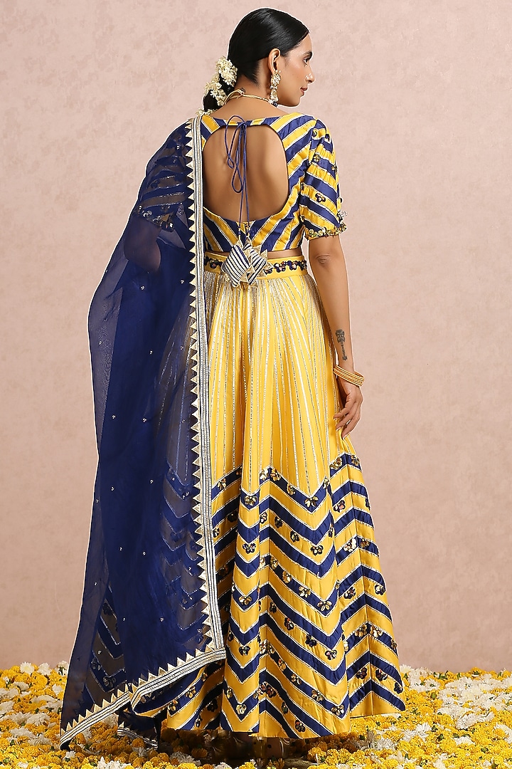 Ink Blue & Lime Embroidered Wedding Lehenga Set by Label Nitika at Pernia's Pop Up Shop