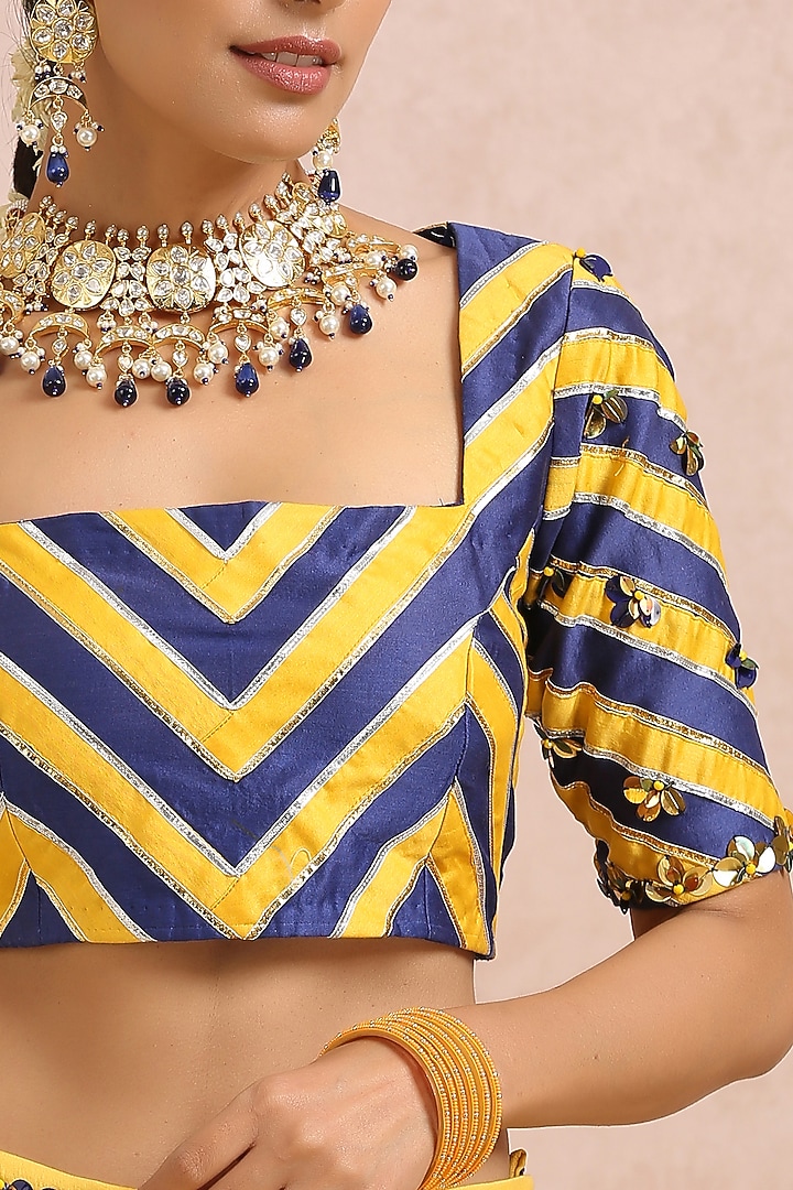 Ink Blue & Lime Embroidered Wedding Lehenga Set by Label Nitika at Pernia's Pop Up Shop
