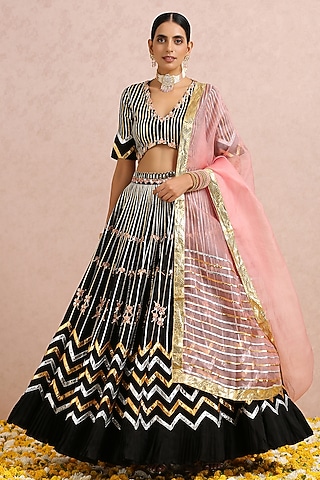 Black Embroidered Lehenga Set by Label Nitika