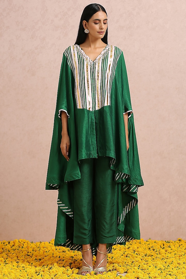 Emerald Green Embroidered Co-Ord Set by Label Nitika
